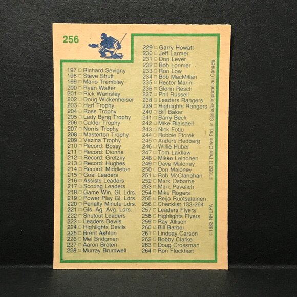 1983-84 OPC Hockey Card # 256 Second Checklist in Set. Unmarked. - Picture 2 of 2